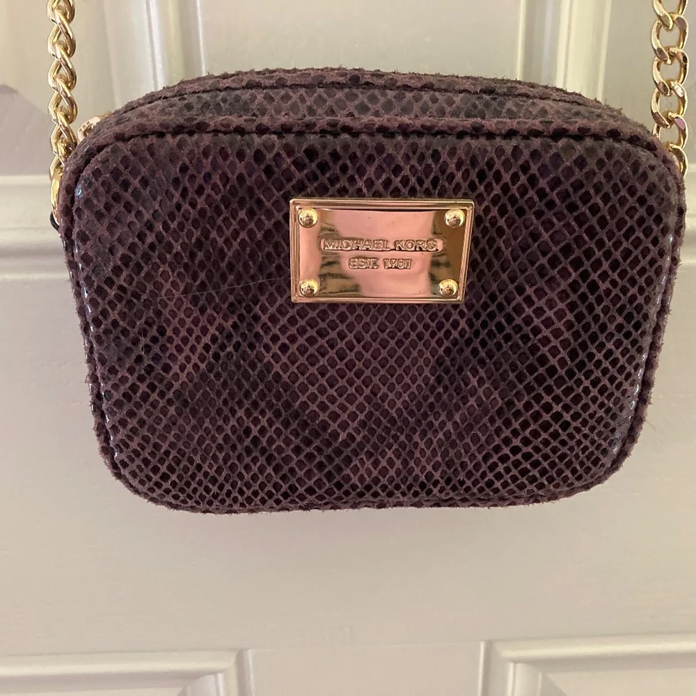 Michael Kors Purple Snake Embossed Leather Jet Set Crossbody Bag/$138 RETAIL/NEW